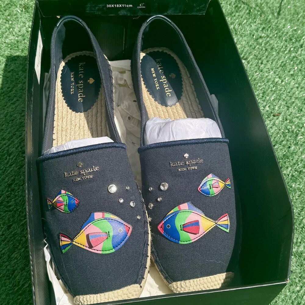 Kate Spade KSNY Aqua Fish Espadrilles NWT